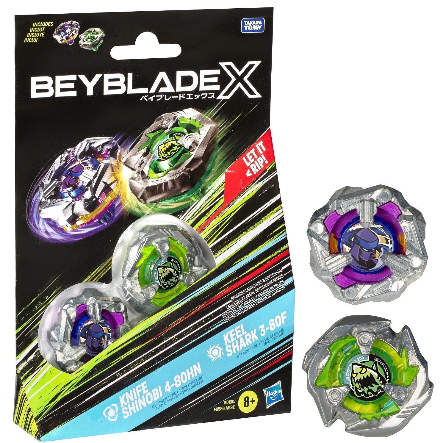 Beyblade X Dual Pack Knife Shinobi 4-80HN & Keel Shark 3-80F