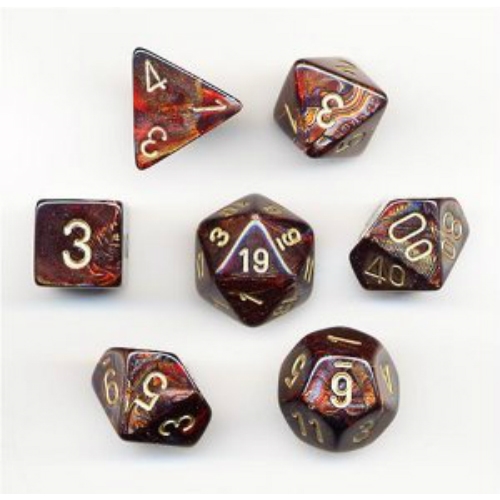 Blue Blood with Gold Scarab Polyhedral 7-Die Set Chessex CHX27419