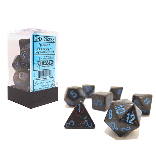 Blue Stars Speckled Polyhedral 7-Die Set Chessex CHX25338