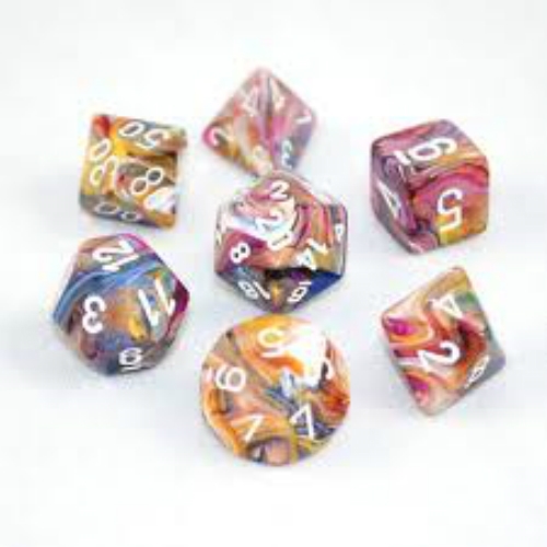 Carousel with White Festive Polyhedral 7-Die Set Chessex CHX27440