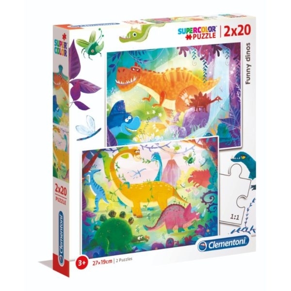 Clementoni Funny Dinos 2x 20 Piece Puzzles