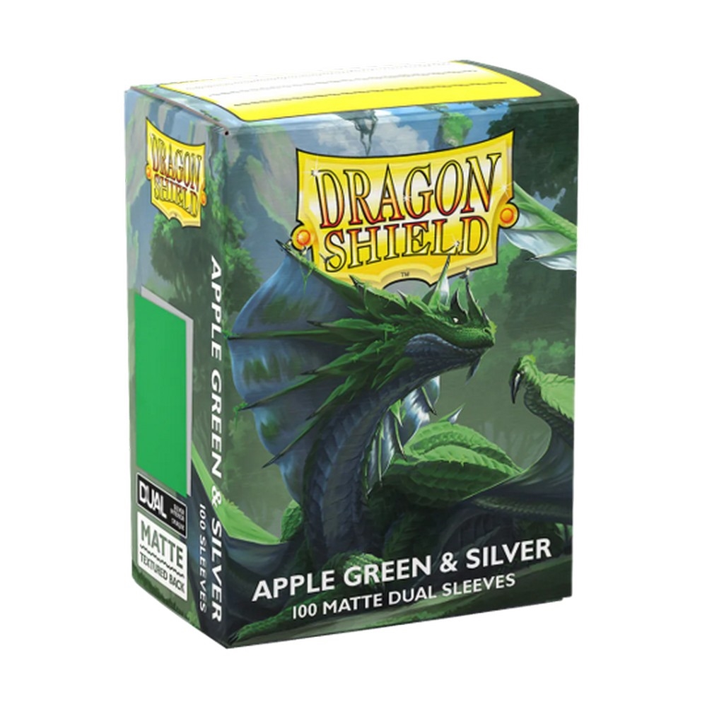 Dragon Shield Apple Green & Silver Matte Dual Standard 100 Card Sleeves