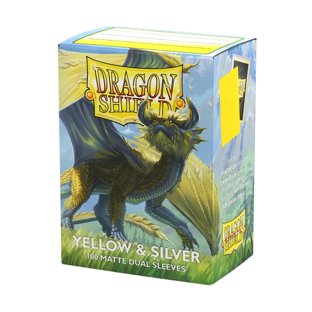 Dragon Shield Yellow & Silver Matte Dual Standard 100 Card Sleeves