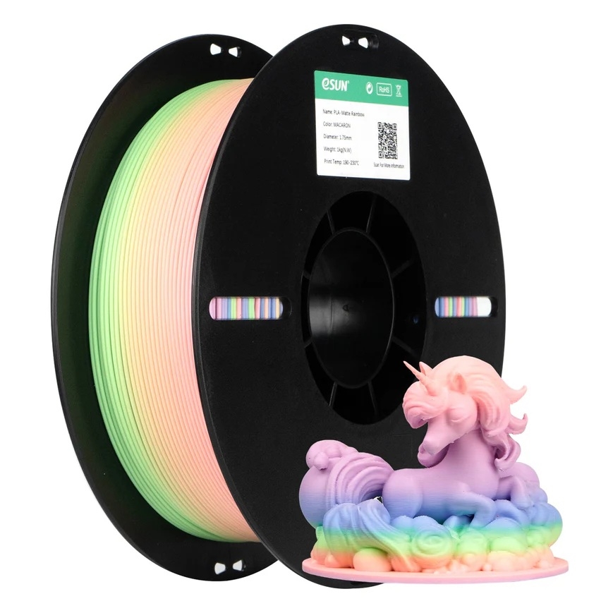 eSun PLA Matte 3D Filament 1.75mm 1kg Rainbow - Macaron
