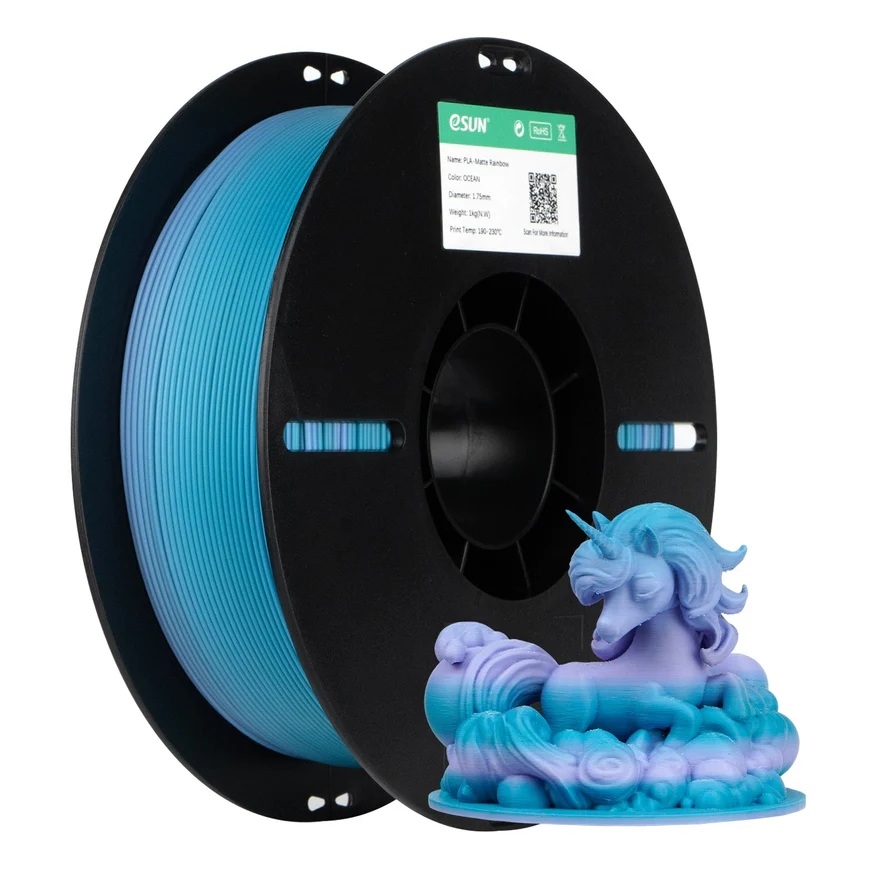 eSun PLA Matte 3D Filament 1.75mm 1kg Rainbow - Ocean