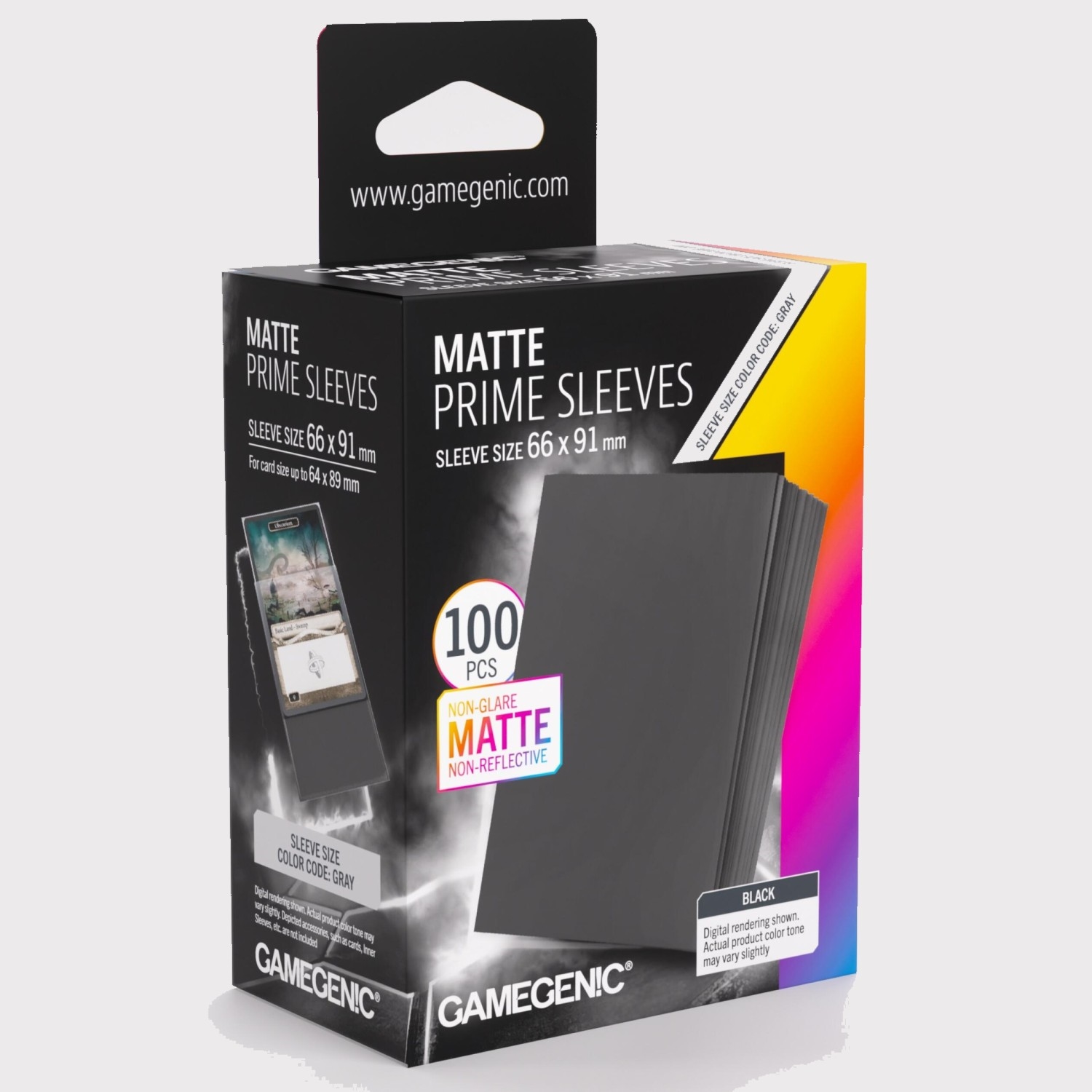 Gamegenic Matte Prime Card Sleeves - Black (66mm x 91mm) (100 Sleeves)