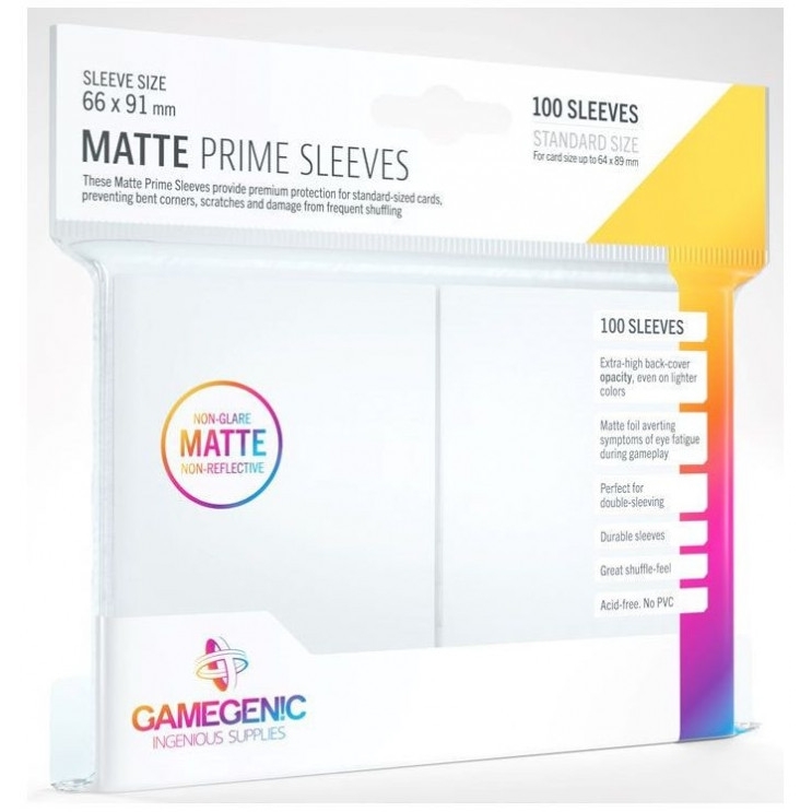 Gamegenic Matte Prime Card Sleeves White (100 Standard Size Sleeves)