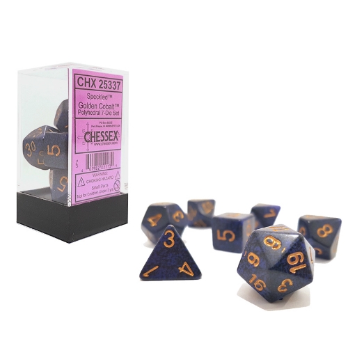 Golden Cobalt Speckled Polyhedral 7-Die Set Chessex CHX25337