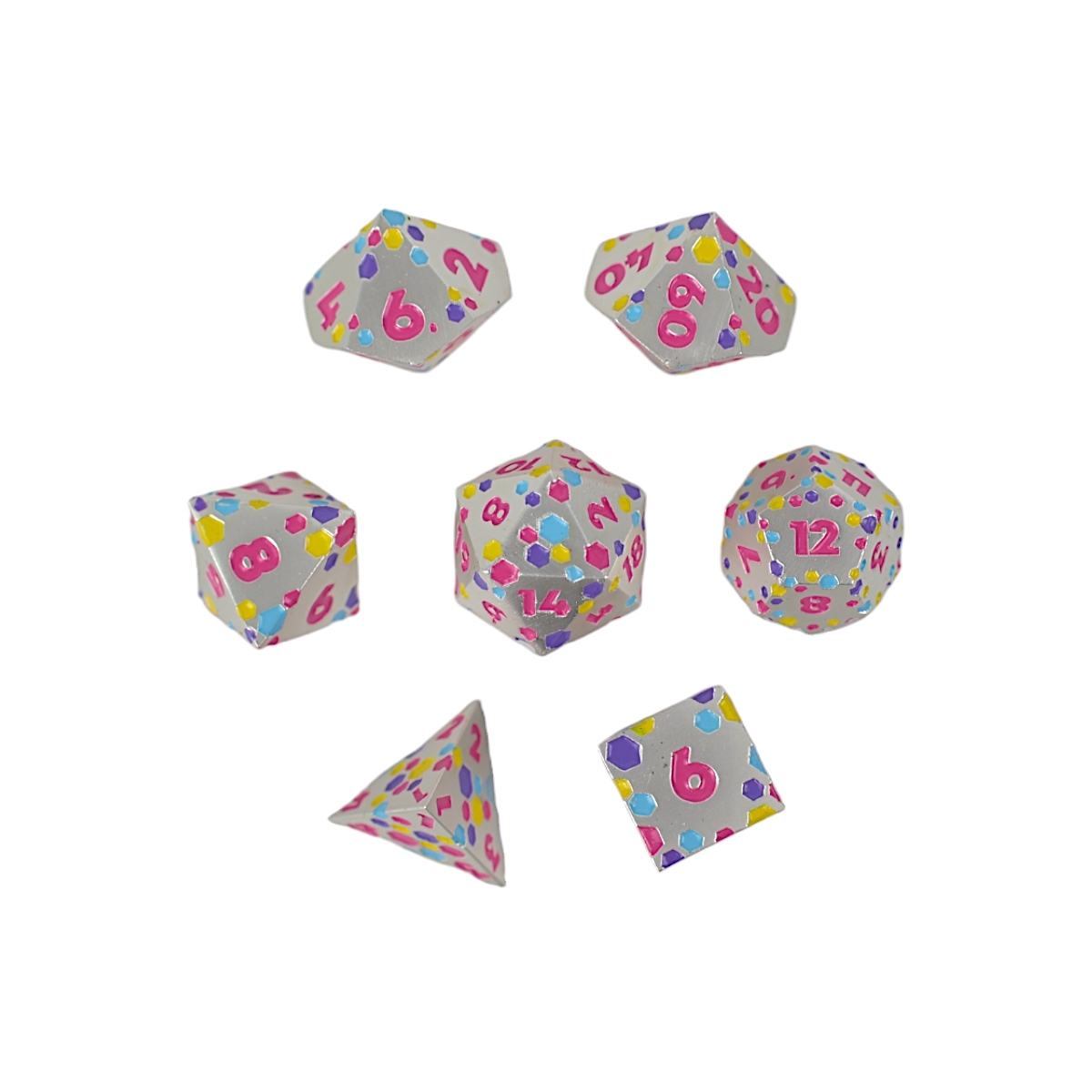 LPG Dice RPG Set Inscripted Hex Pastel White