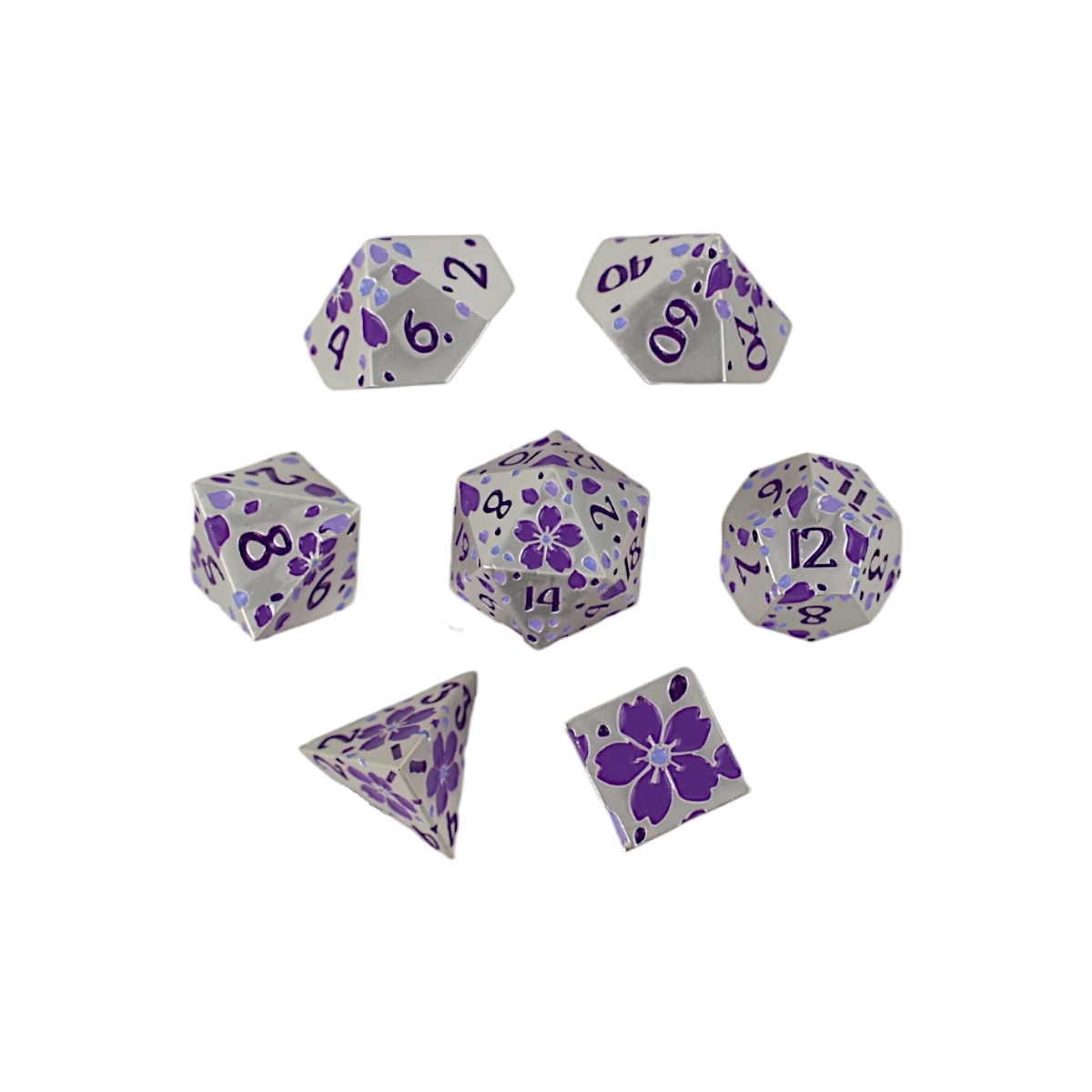 LPG Dice RPG Set Inscripted Sakura Purple