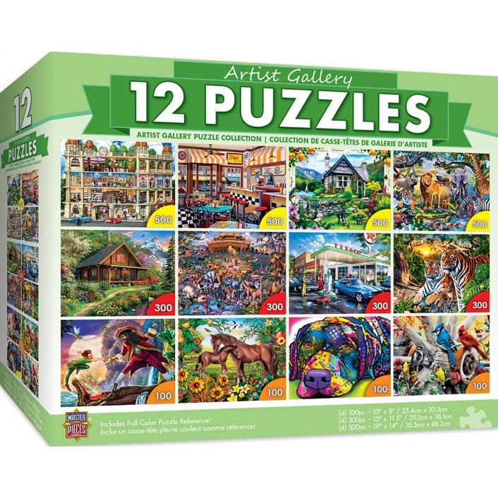 Masterpieces Puzzle 12 Pack Artist Gallery Puzzles (100 x4, 300 x4