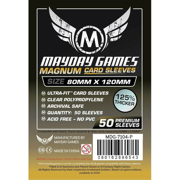 Mayday Games Premium Card Sleeves 80x120mm (50 Pack) Black Backed