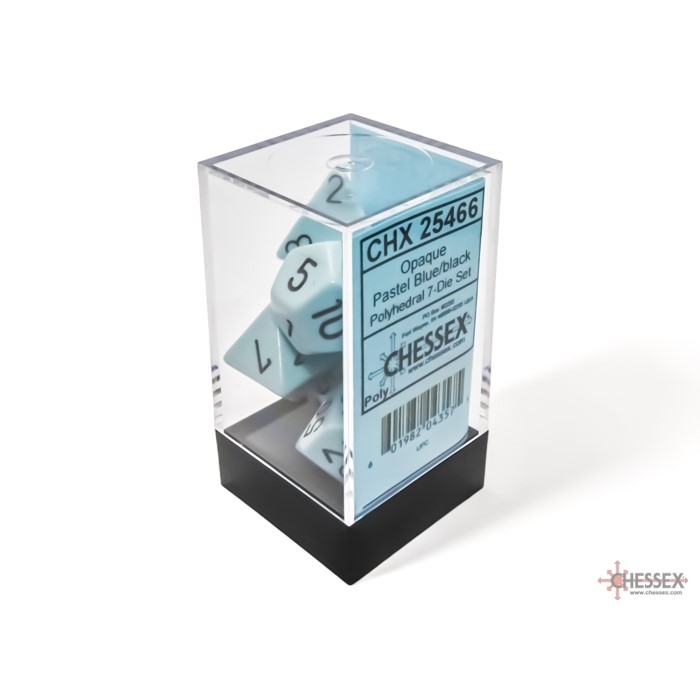 Pastel Blue with Black Opaque Polyhedral 7-Die Set Chessex CHX25466