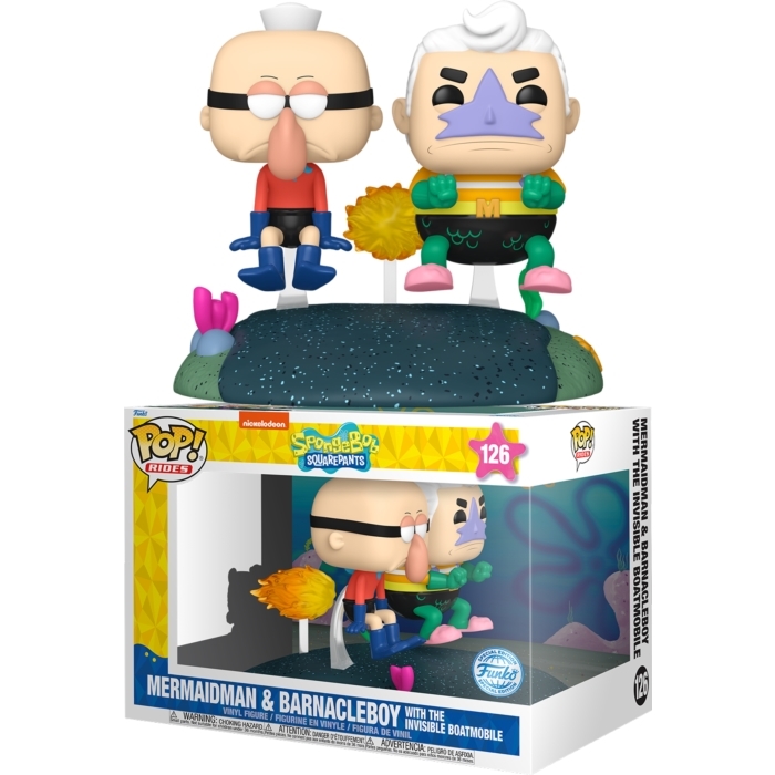 POP Spongebob Squarepants - Mermaidman & Barnacleboy with the invisible boatmobile #126
