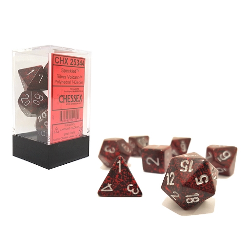 Silver Volcano Speckled Polyhedral 7-Die Set Chessex CHX25344