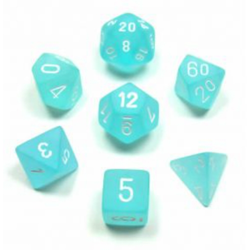 Teal with White Frosted Polyhedral 7-die Set Chessex CHX27405