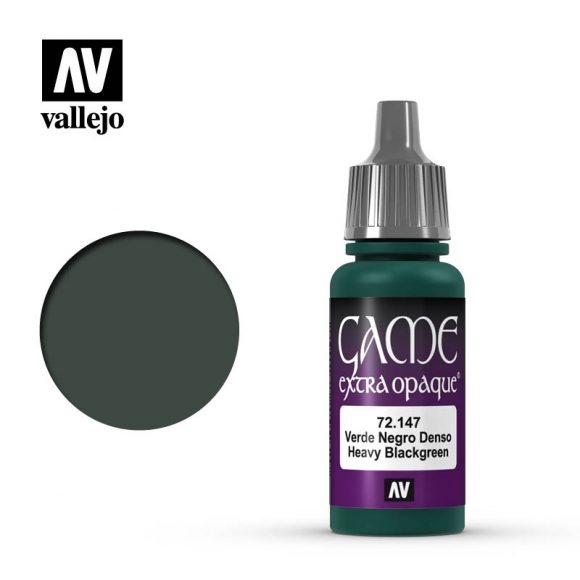Vallejo Game Extra Opaque Paint 17mL Heavy Black Green 72.147