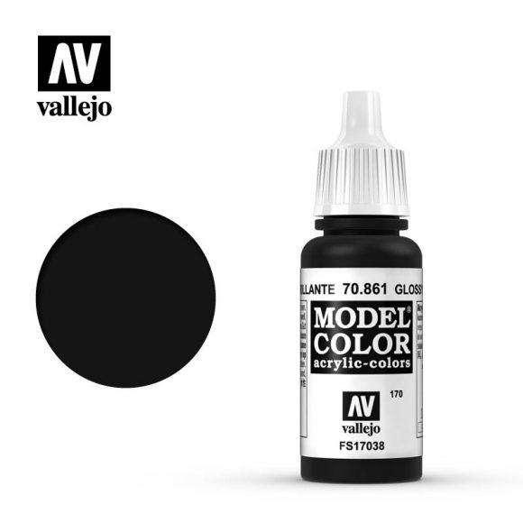 Vallejo Model Color Paint 17mL Glossy Black 70.861