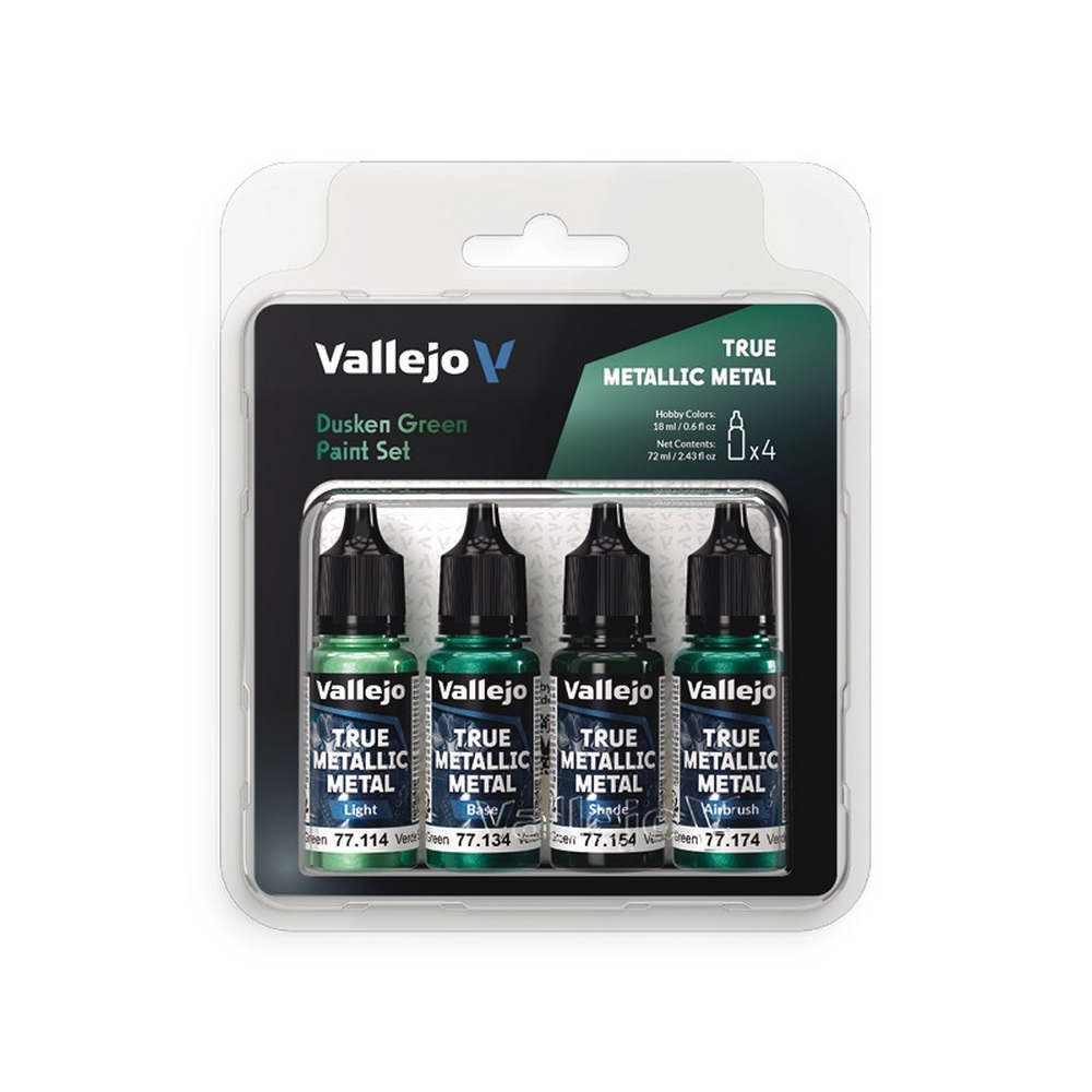 Vallejo True Metallic Metal - Dusken Green Paint Set