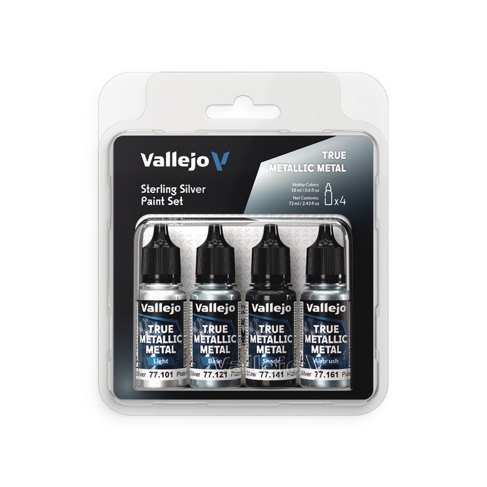Vallejo True Metallic Metal - Sterling Silver Paint Set