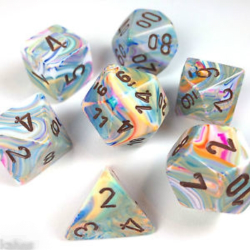 Vibrant with Brown Festive Polyhedral 7-Die Set Chessex CHX27441