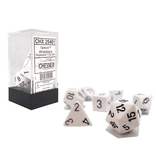 White With Black Opaque Polyhedral 7-Die Set Chessex CHX25401