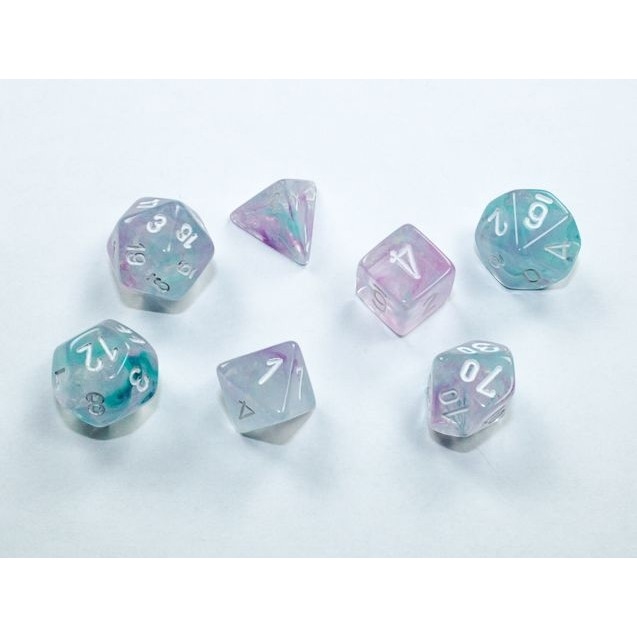 Wisteria with White Nebula Mini-Polyhedral 7-Die Set Chessex CHX20545
